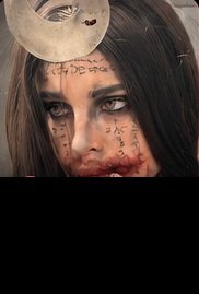 Creepy doll makeup look with distressed face details